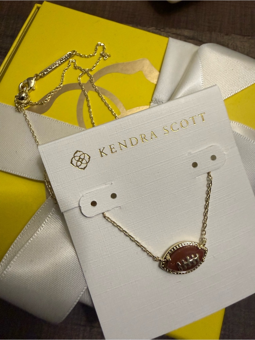 Kendra Scott Gold & Brown Football Charm Necklace